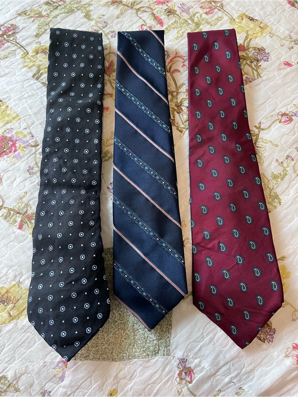 Vintage Men's Tie Lot 3pc Silk Briar Paisley Vittorio Cotta Italy Gian Paolo